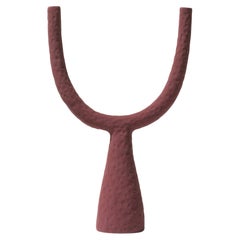 21st Century Burgundy Matt Candlestick by Ceramica Gatti, designer A. Anastasio