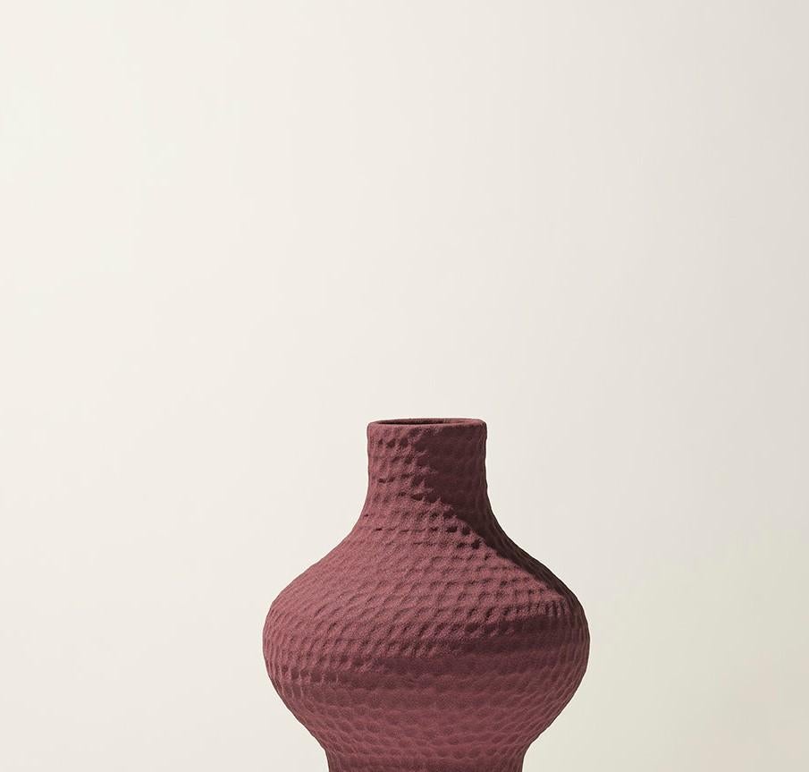 Italian 21st Century Burgundy Matt Vase by Ceramica Gatti, designer A. Anastasio For Sale