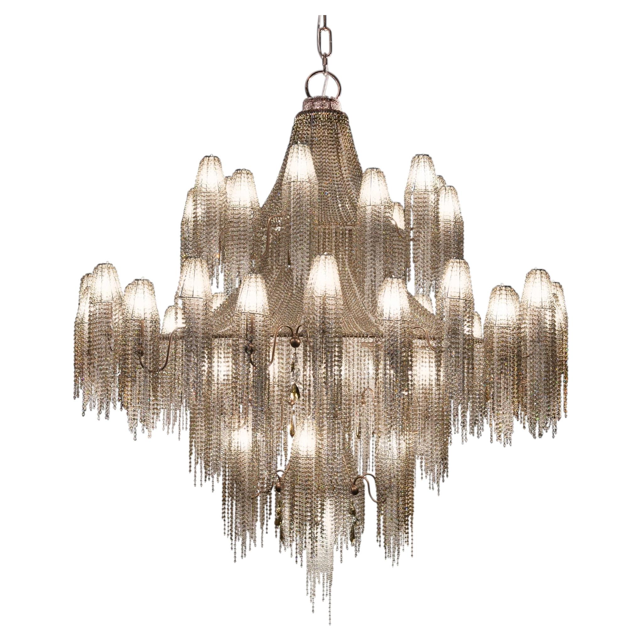 21st Century Burlesque Bronze Chandelier and Crystals by Patrizia Garganti
