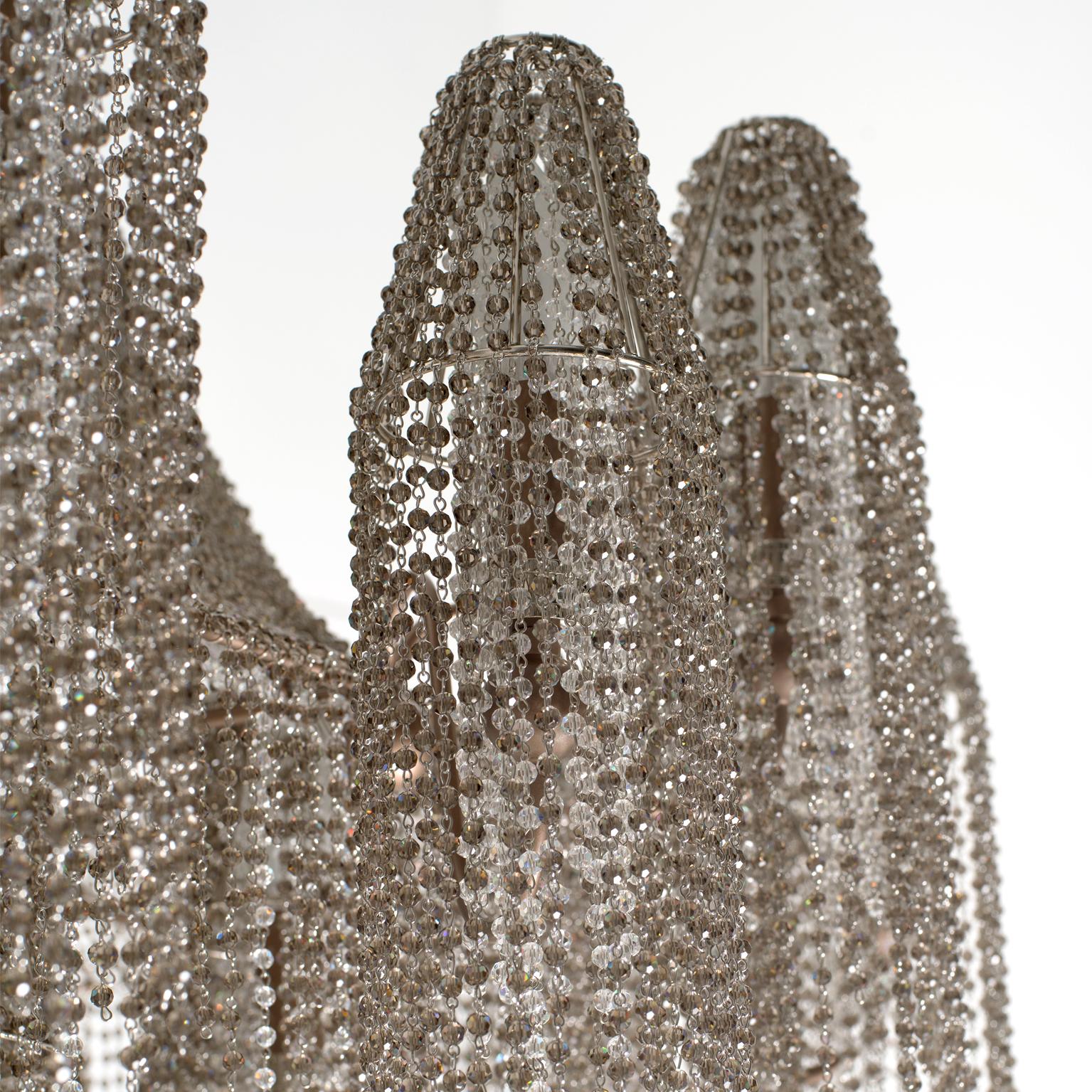 Italian 21st Century Burlesque Champagne Chandelier and Crystals by Patrizia Garganti For Sale