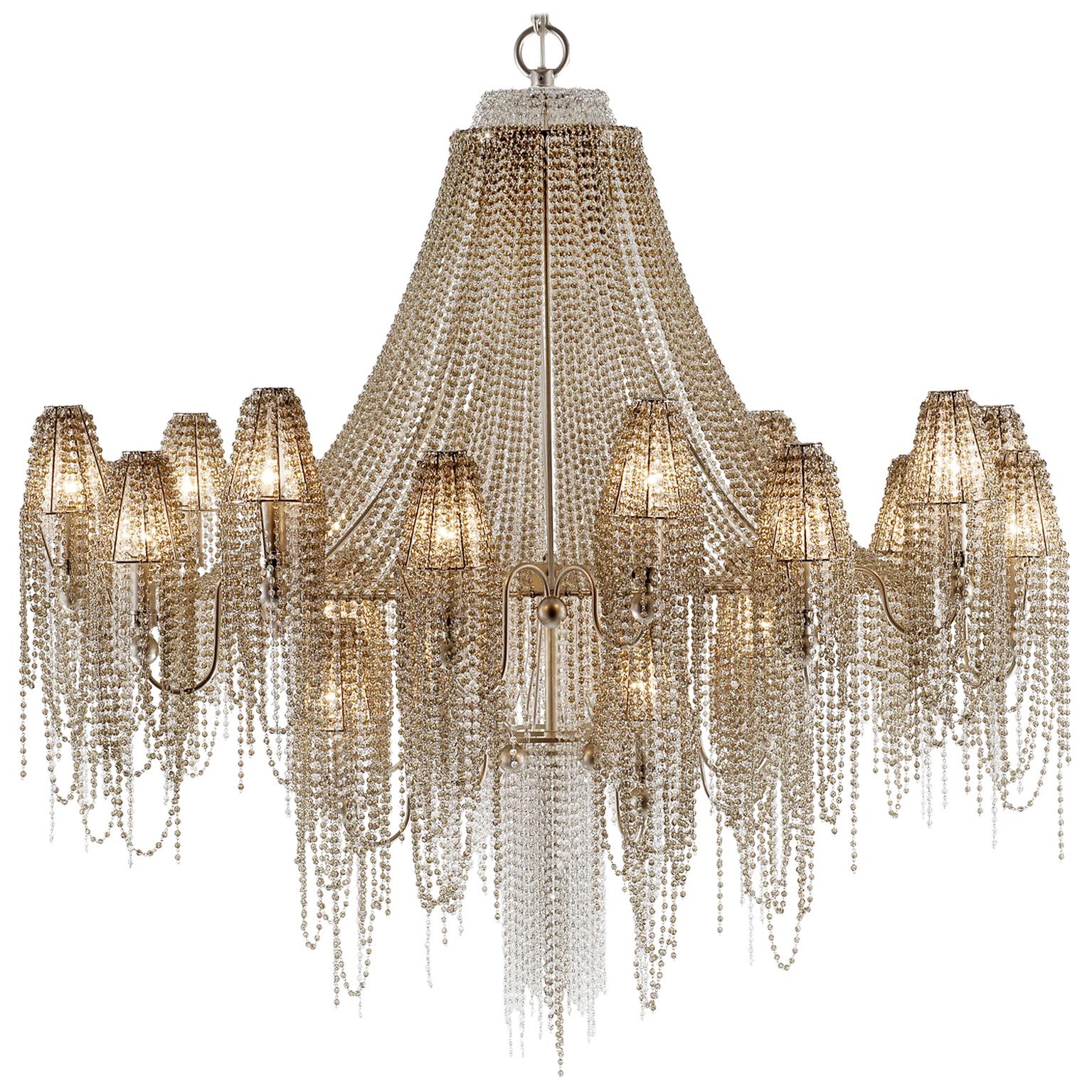 21st Century Burlesque Champagne Chandelier and Crystals by Patrizia Garganti For Sale
