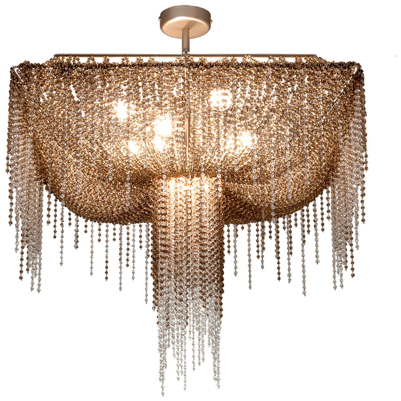 21st Century Burlesque Champagne Chandelier and Crystals by Patrizia Garganti For Sale