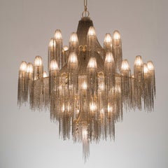 21st Century Burlesque Gold Leaf Chandelier and Crystals by Patrizia Garganti