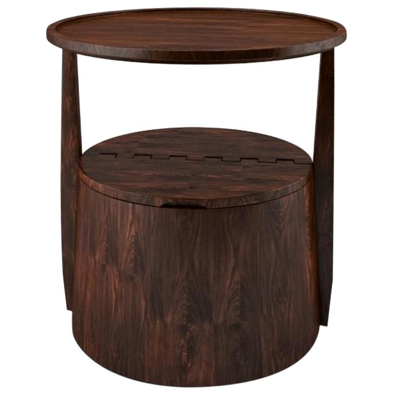 21st Century Burton Side Table Walnut Wood For Sale