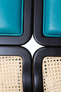 Sillón mariposa del siglo XXI en cuero, paja de Viena y madera, Made in Italy