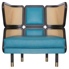 21st Century Butterfly Armchair in Leather, Vienna Straw and Wood, Made in Italy