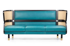 21st Century Butterfly Sofa in Leather, Vienna Straw and Wood, Made in Italy