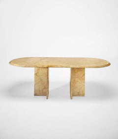 21st Century by A.Castiglioni Oval Living Room Marble Table in White Carrara