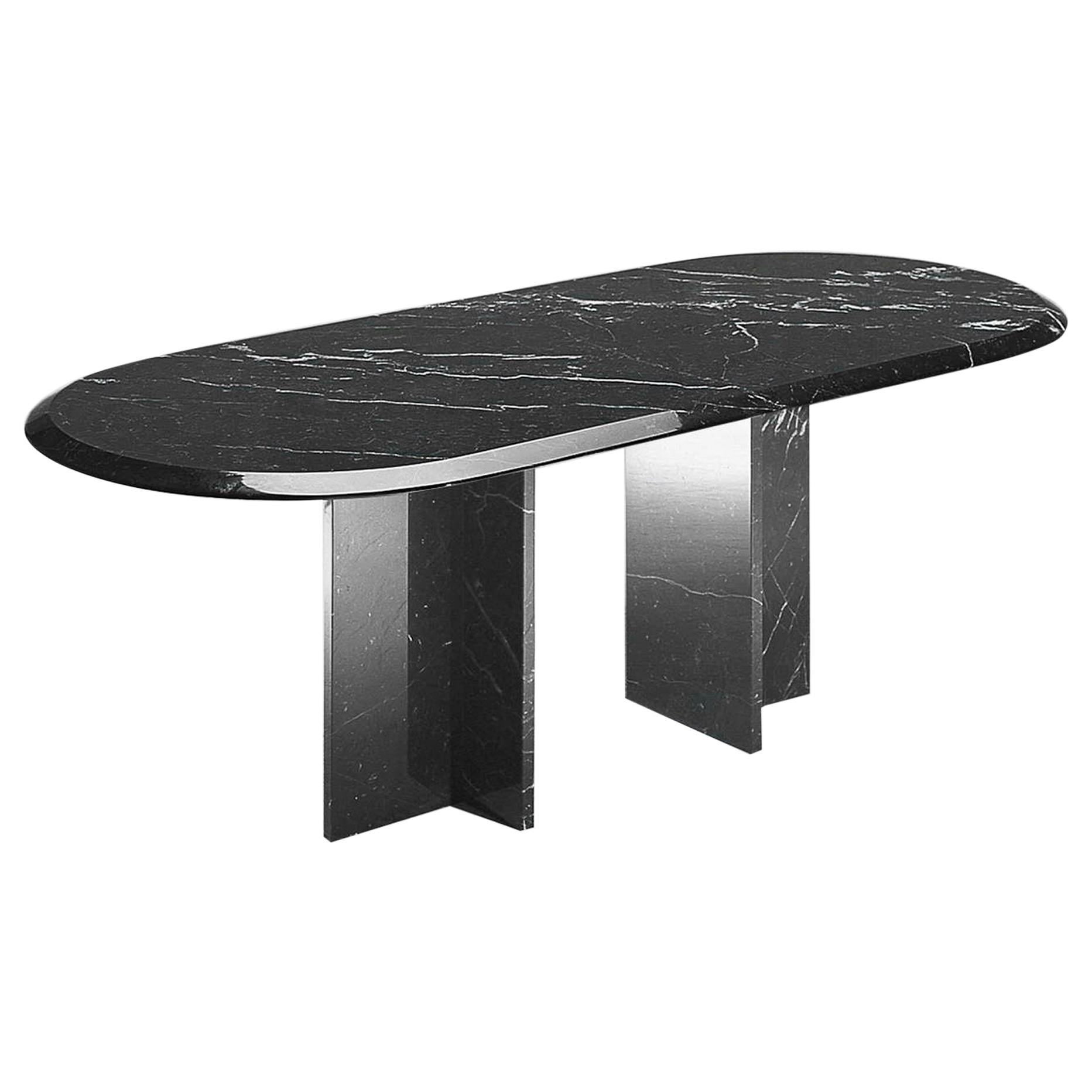 21st Century by A.Castiglioni Oval Living Room Marble Table in White Carrara For Sale