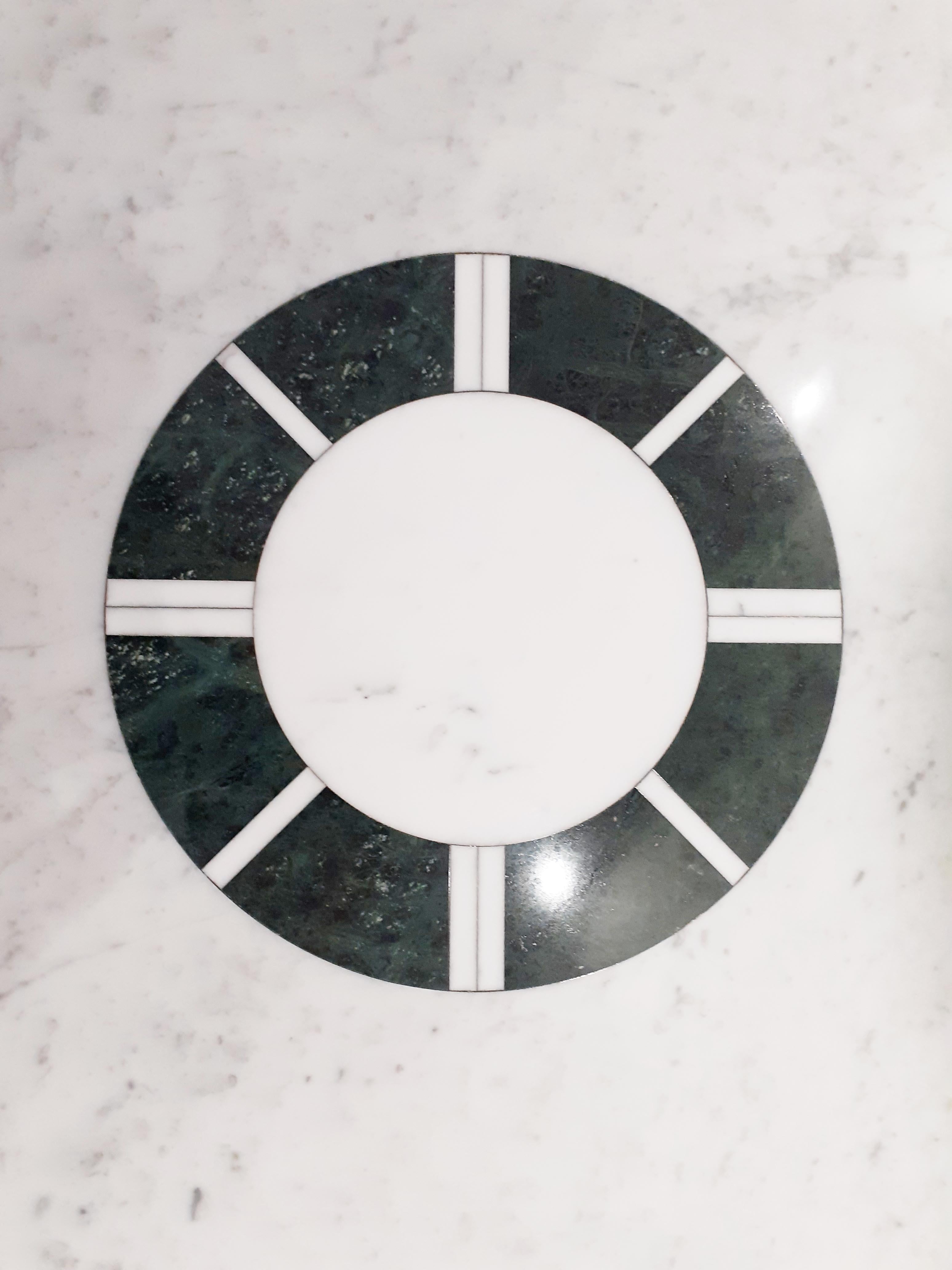 21st Century by Adolfo Natalini Sole e Luna Inlaid Marble Table White and Green In New Condition For Sale In massa, IT