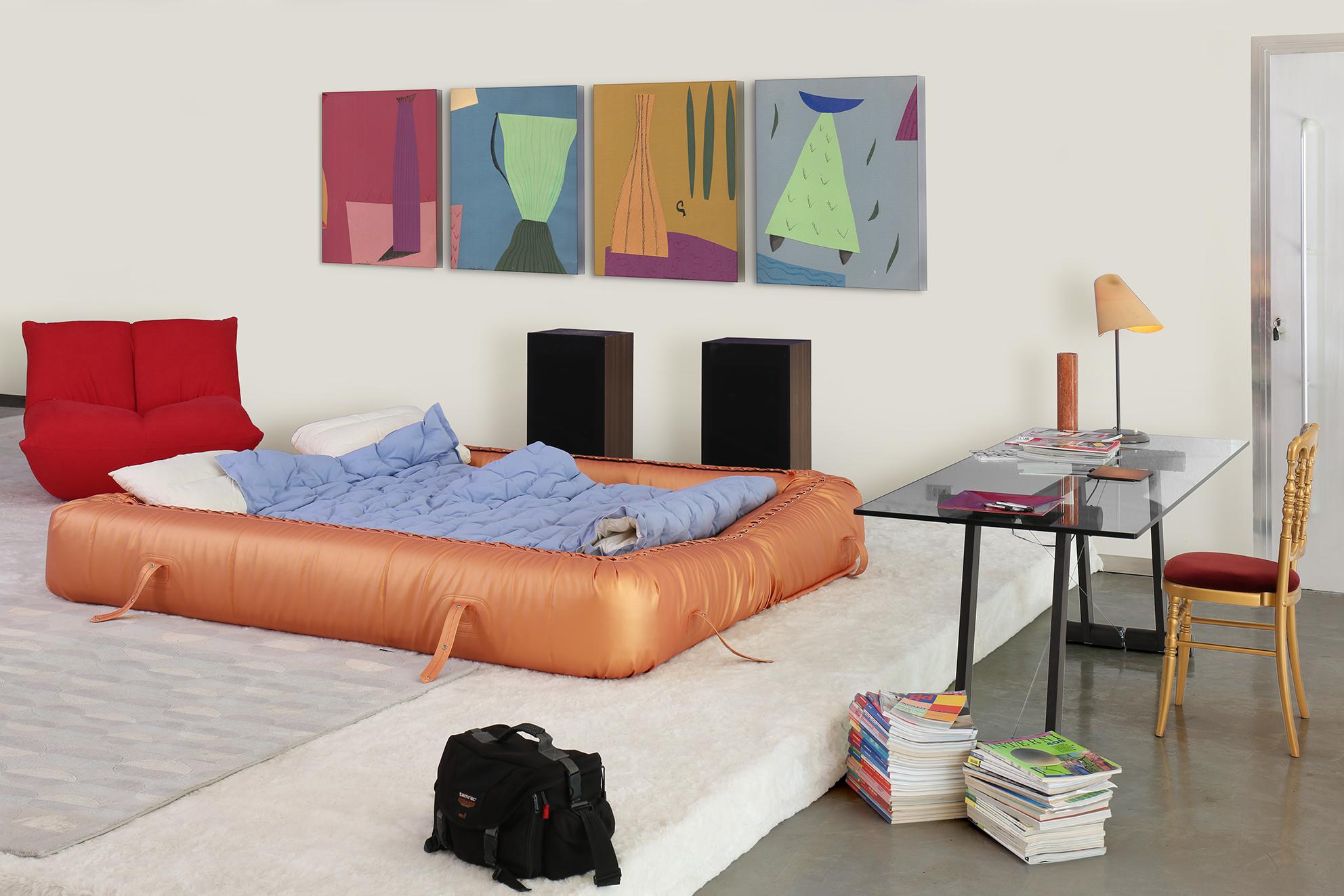 XXIe siècle et contemporain Canapé pliable Anfibio 240 cm en tissu cuivré Becchi Giovannetti, années 1970 en vente