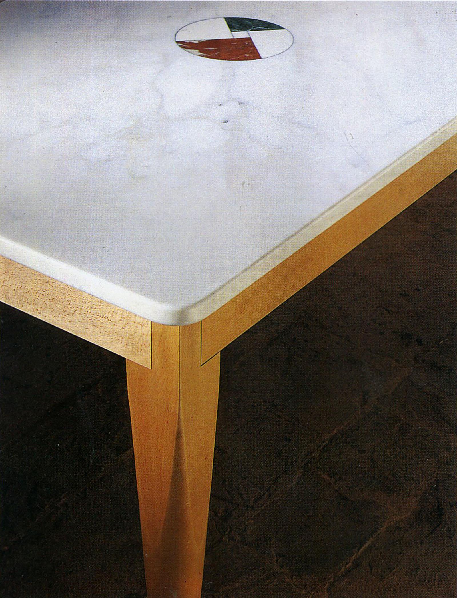 Modern 21st Century by Arch Adolfo Natalini Marble Top Table with Beech Wood Structure For Sale
