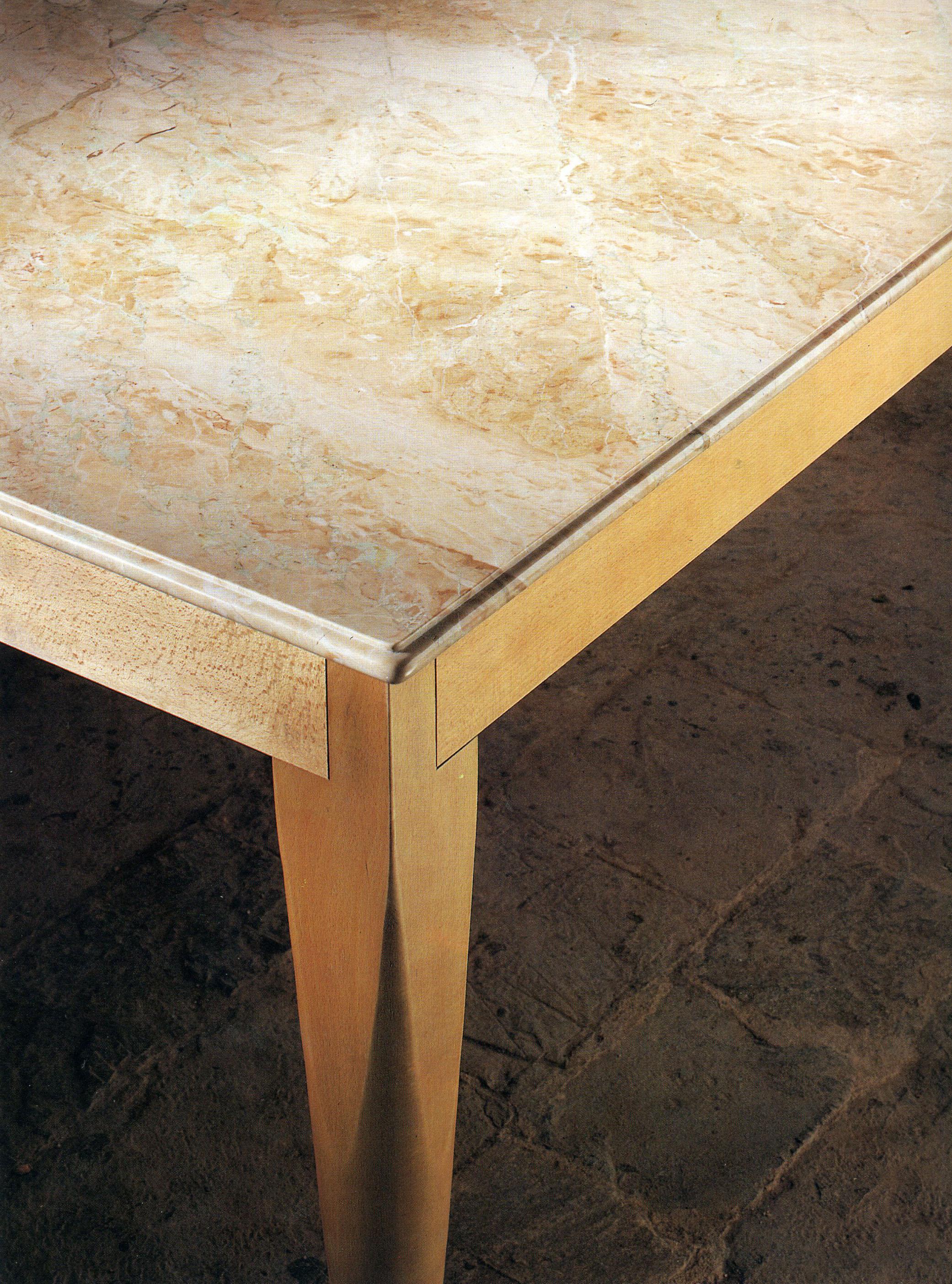 Italian 21st Century by Arch Adolfo Natalini Marble Top Table with Beech Wood Structure For Sale