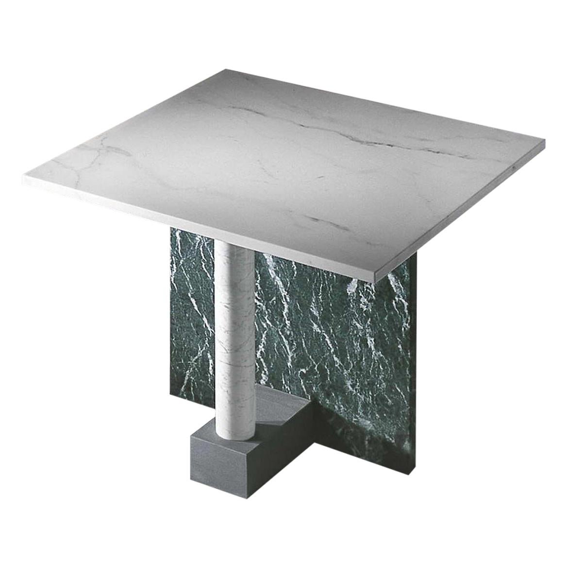 21st Century by Arch. M.Zanini "MESAVERDE" Square Marble Coffee Table For Sale