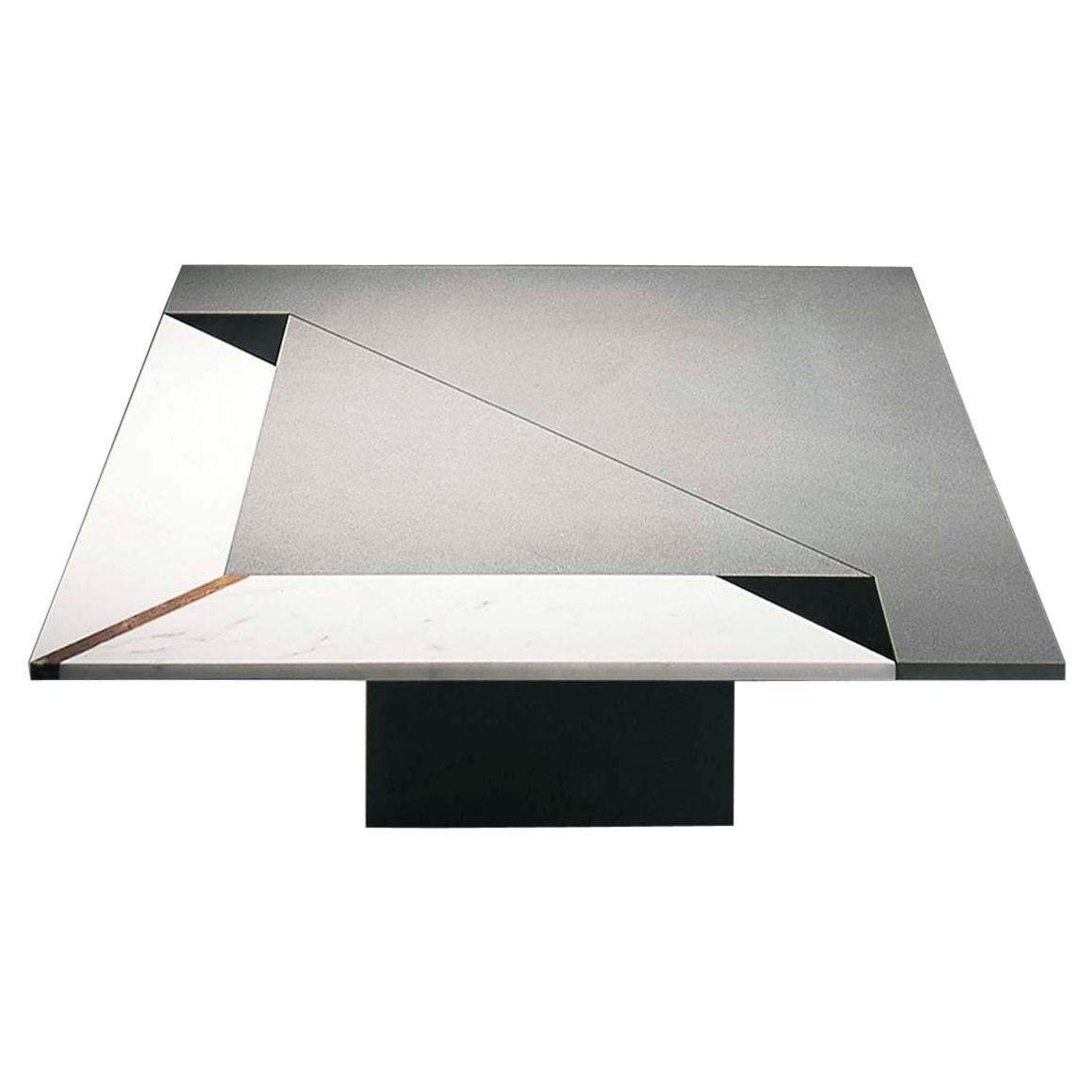21st Century by Arch. R. Littel "INTARSIA FOLD" Square Marble Coffee Table For Sale