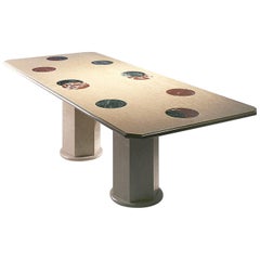 21st Century by Arch.A.Natalini Polychrome Marble Table with Inlaid Moon Phases