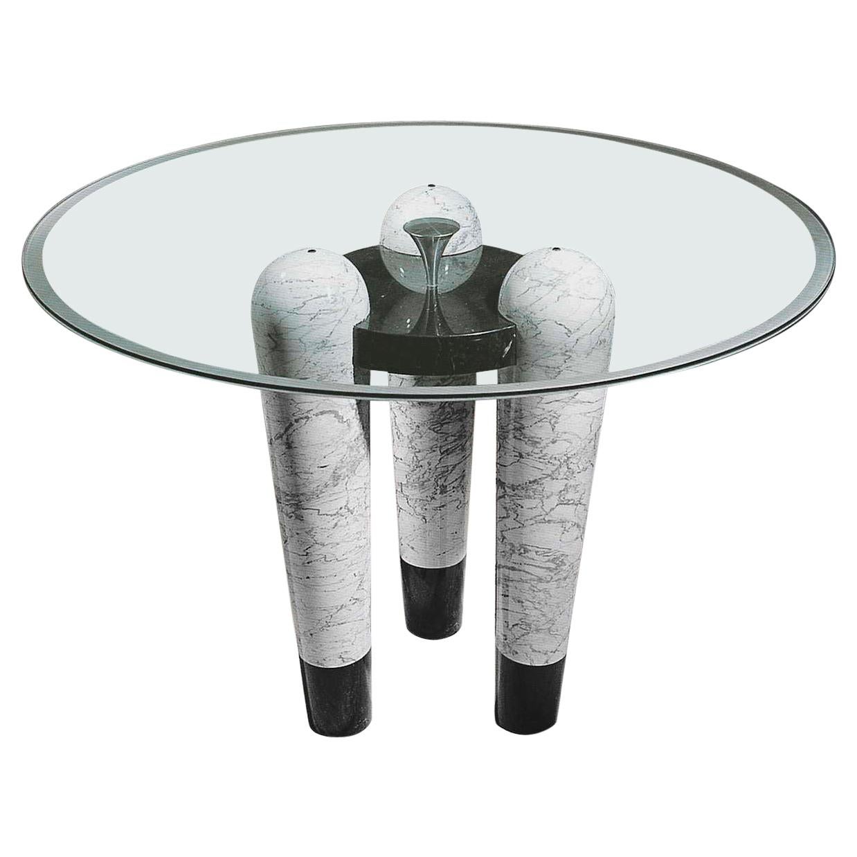 21st Century by Arch. F. Natalini "TERQUE" Marble Table with Crystal Top