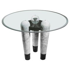 21st Century by Arch.F.Natalini "TERQUE" Marble Table with Crystal Top