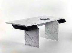 21st Century by Arch.K.Hacke Marble Table/Desk with wood lacquered Drawers