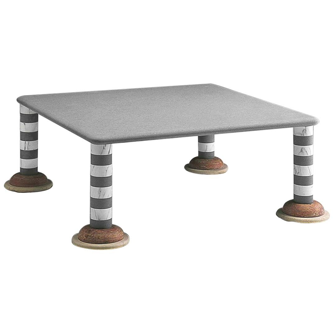 21st Century by Arch. M.De Lucchi Italian Polychrome Low Marble Table "Calcutta" For Sale