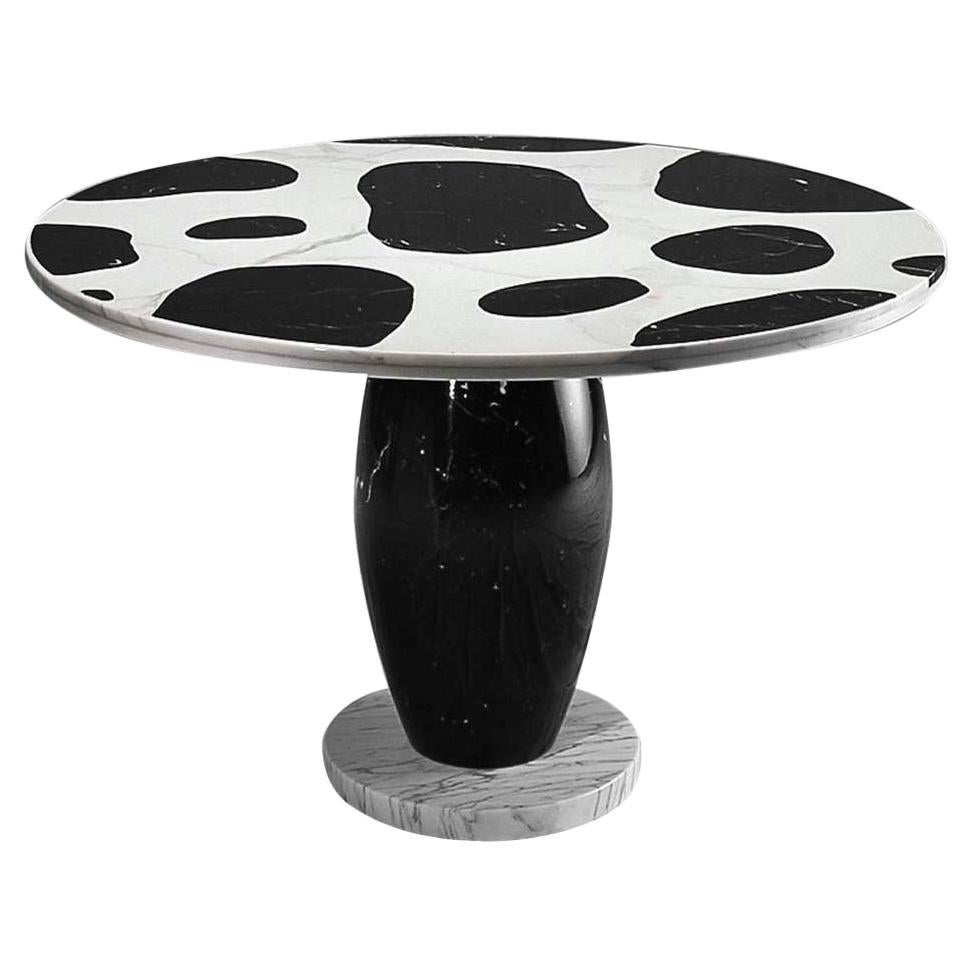 21st Century by Arch.M.De Lucchi "KAMPUR" Table in White Carrara & Nero Marquina