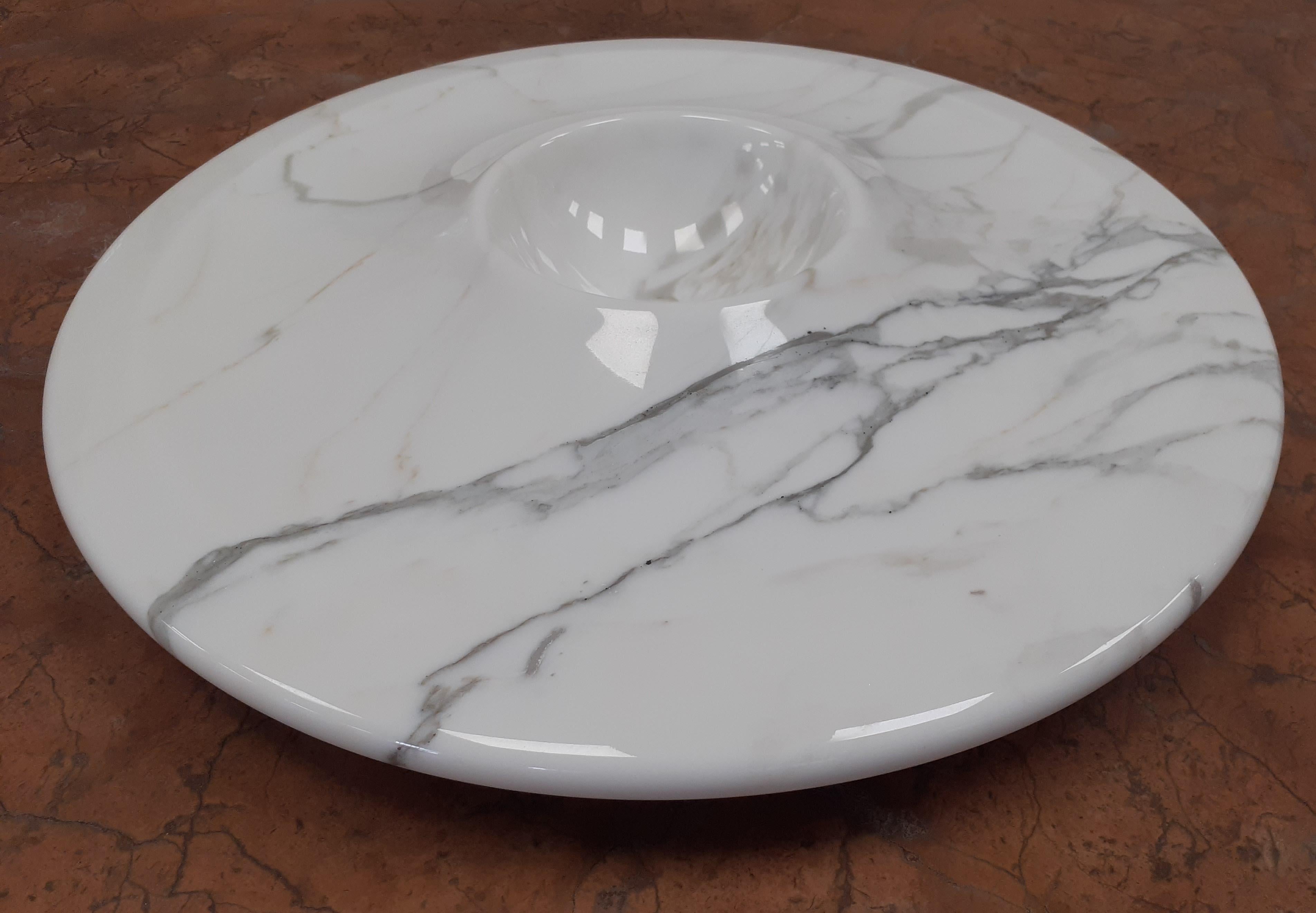 Modern 21st Century by A.Natalini Vesuv Marble Centerpiece White Carrara Red Carpazi For Sale