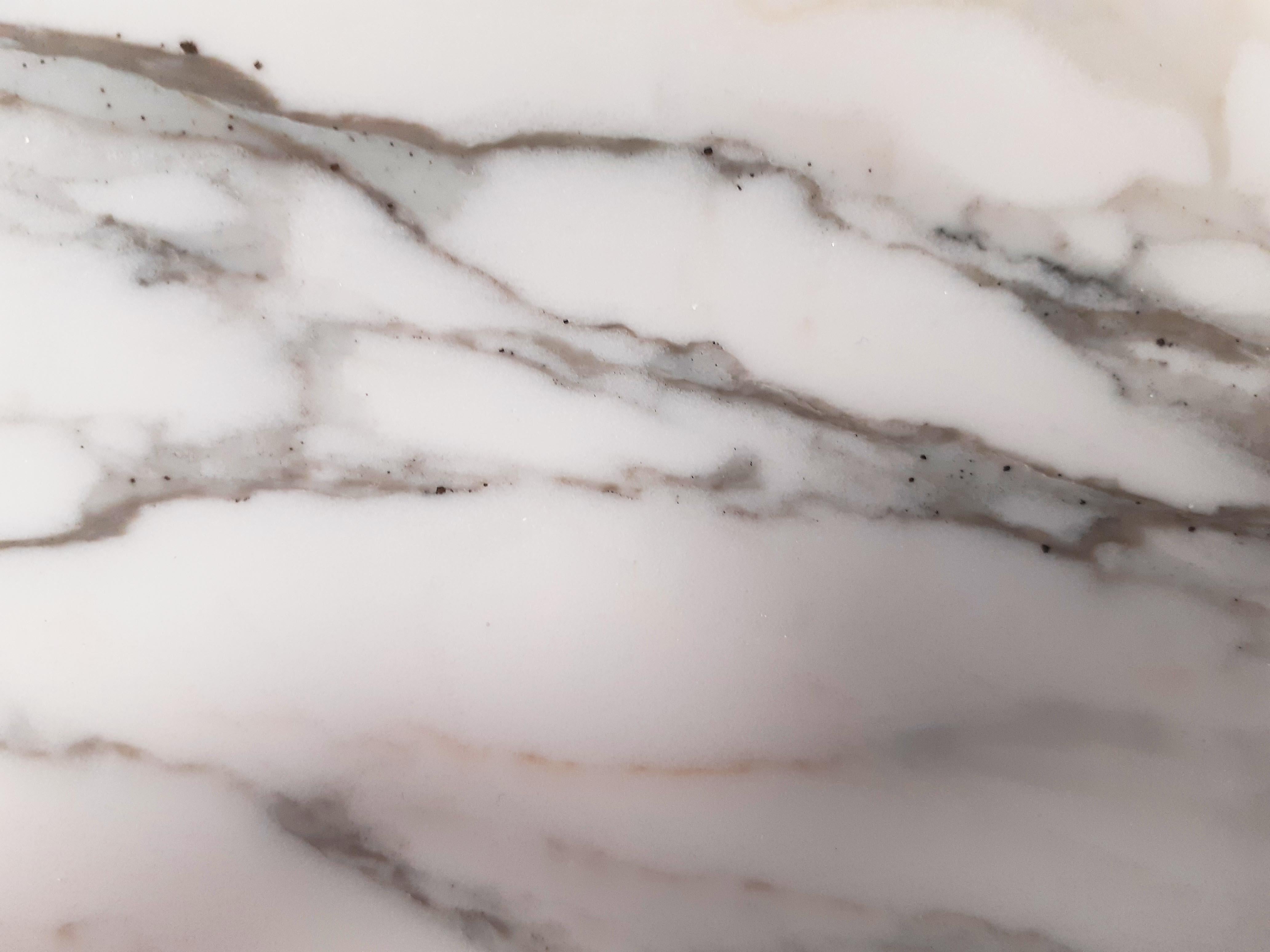 21st Century by A.Natalini Vesuv Marble Centerpiece White Carrara Red Carpazi In New Condition For Sale In massa, IT