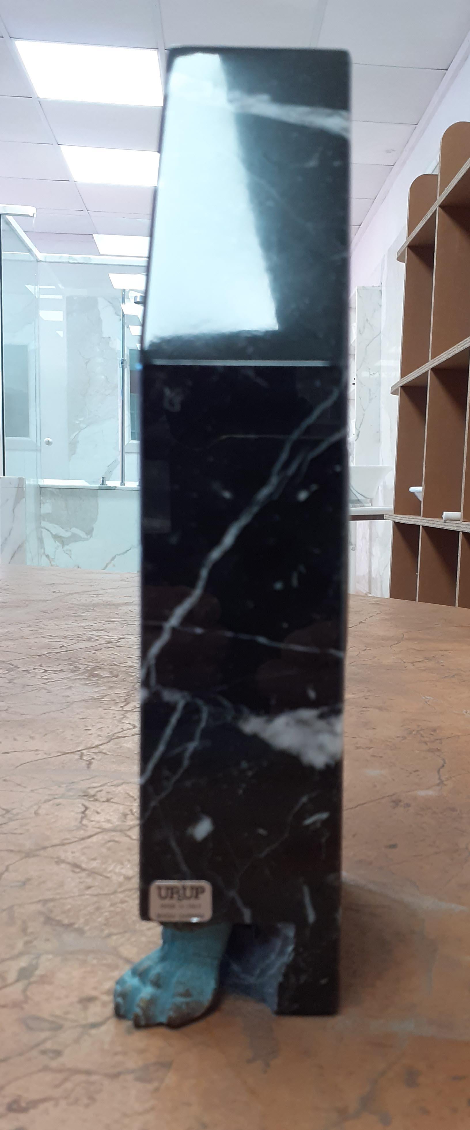Contemporary 21st Century by D.Palterer Marble and Metal Clock in Nero Marquina White Carrara For Sale