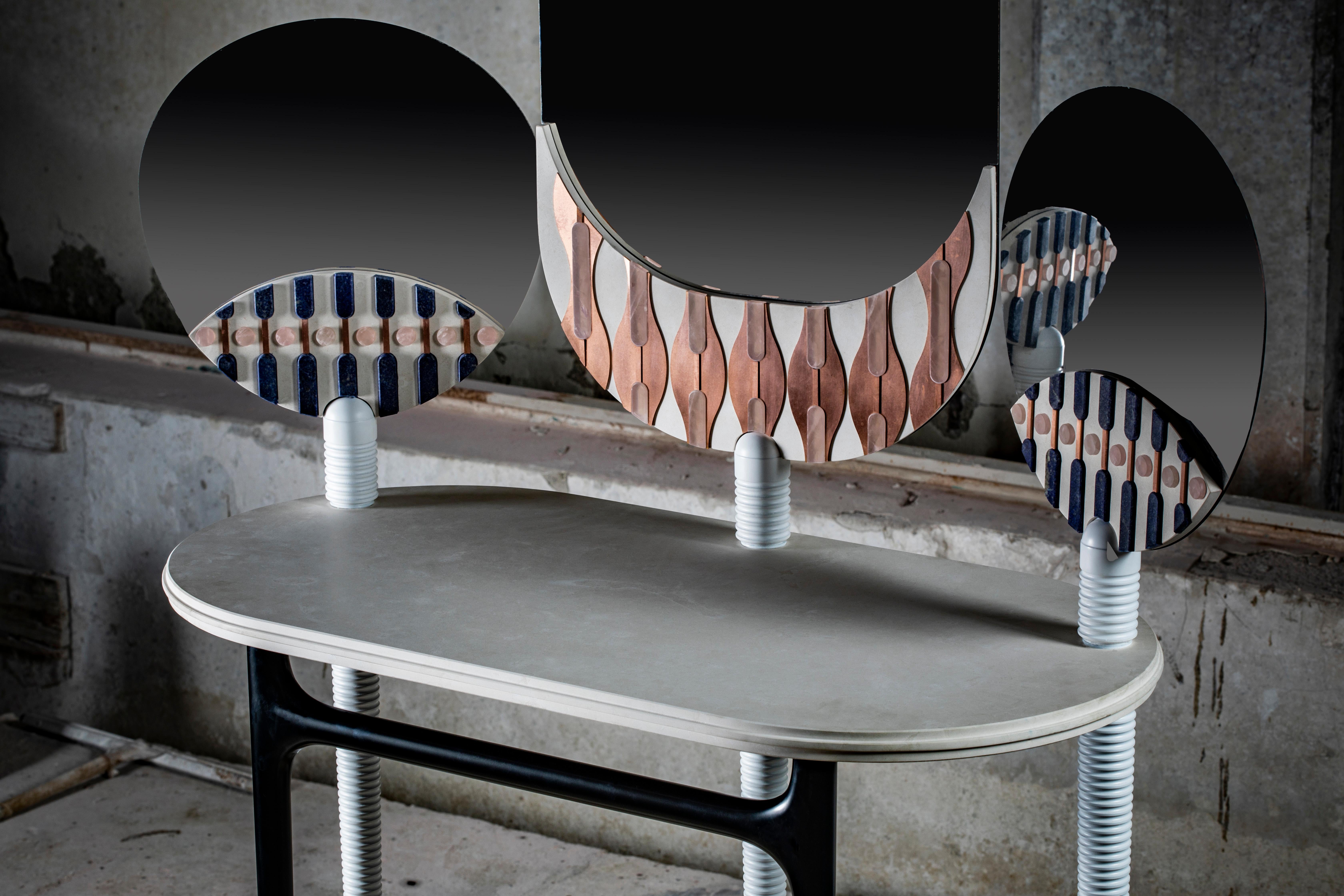 Modern LITHEA/Teodora dressing table by Elena Salmistraro Natural stone white For Sale