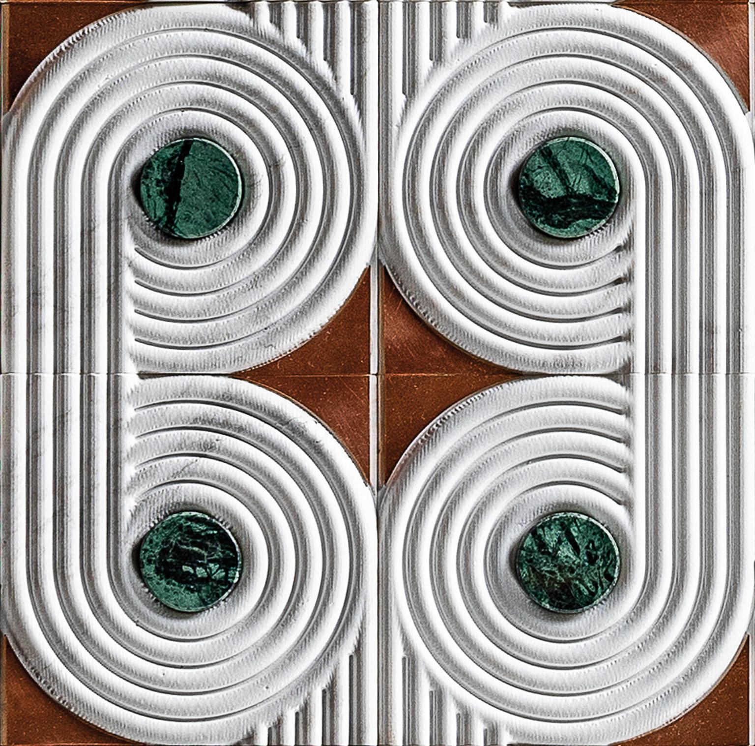 Brushed LITHEA/SIkelia by Elena Salmistraro Wall Decor Marble White and Green For Sale
