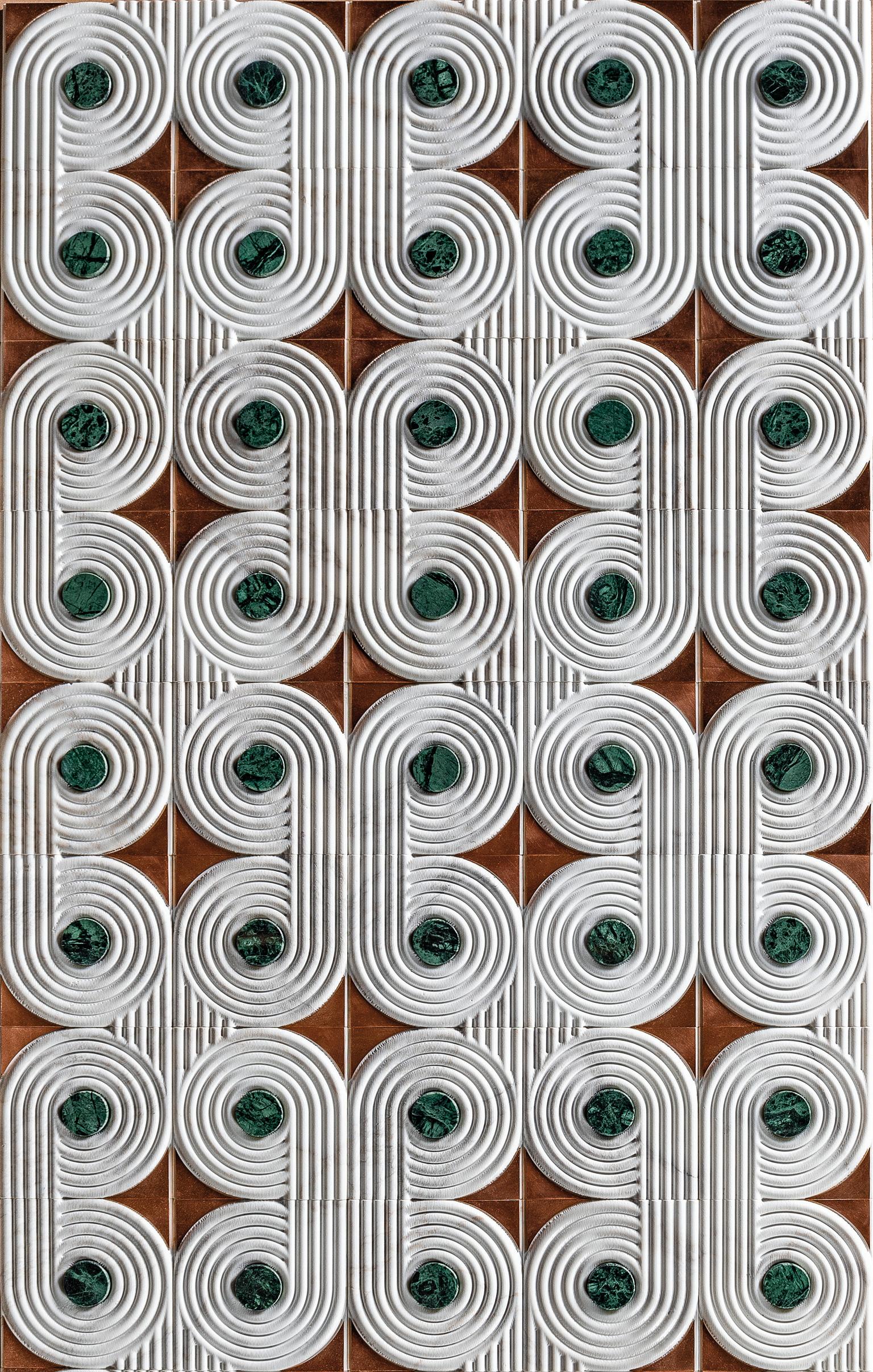 Contemporary LITHEA/SIkelia by Elena Salmistraro Wall Decor Marble White and Green For Sale
