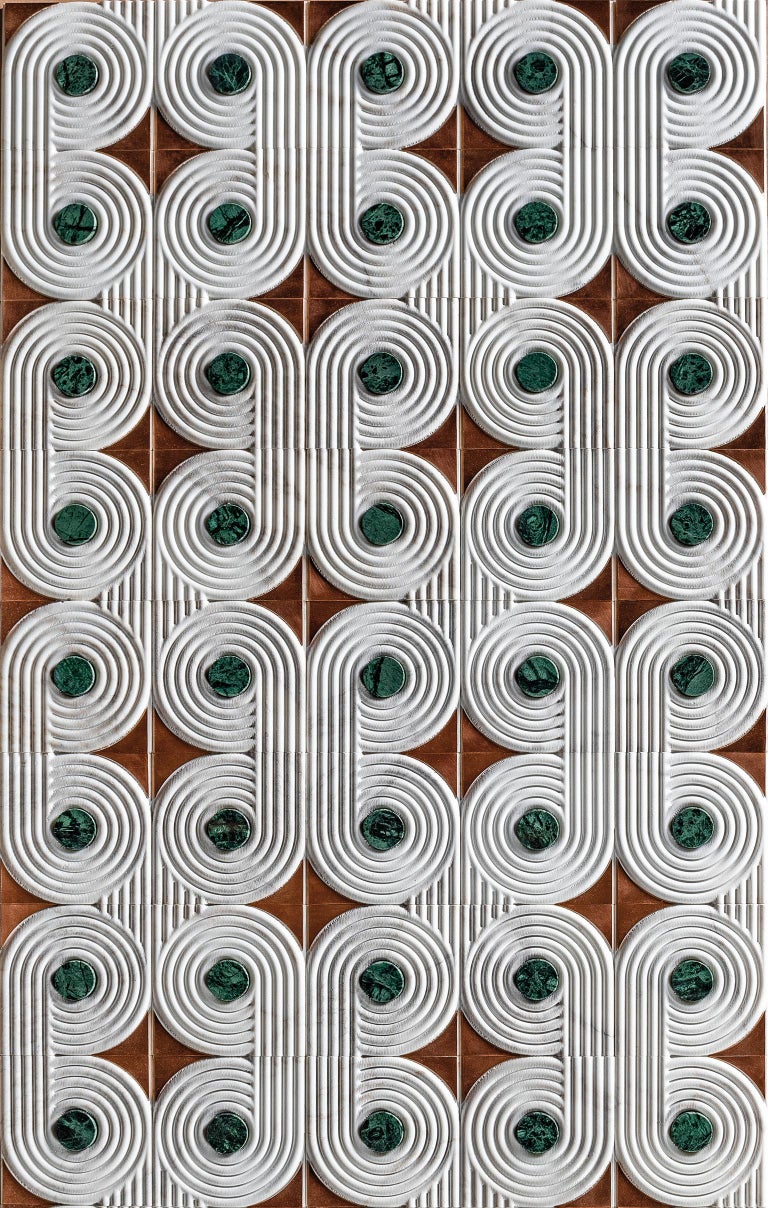 Contemporary LITHEA/SIkelia by Elena Salmistraro Wall Decor Marble White and Green For Sale
