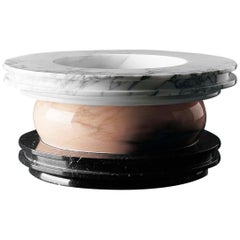21st Century by E.Sottsas Italian Round Centerpiece in White Pink & Black Marble