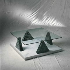 21st Century by E.Sottsass "Jaipur" Marble Coffee Table with Crystal Top