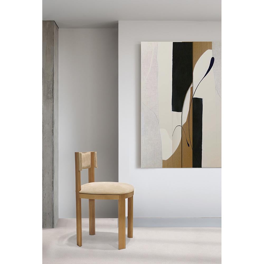 Chêne Chaise moderne contemporaine 111 en bois et tissu, ensemble de 2 pièces par Collector Studio en vente
