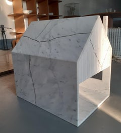 21st Century by Feix & Merlin Reclaimed White Marble Dog House Kintsugi Brass