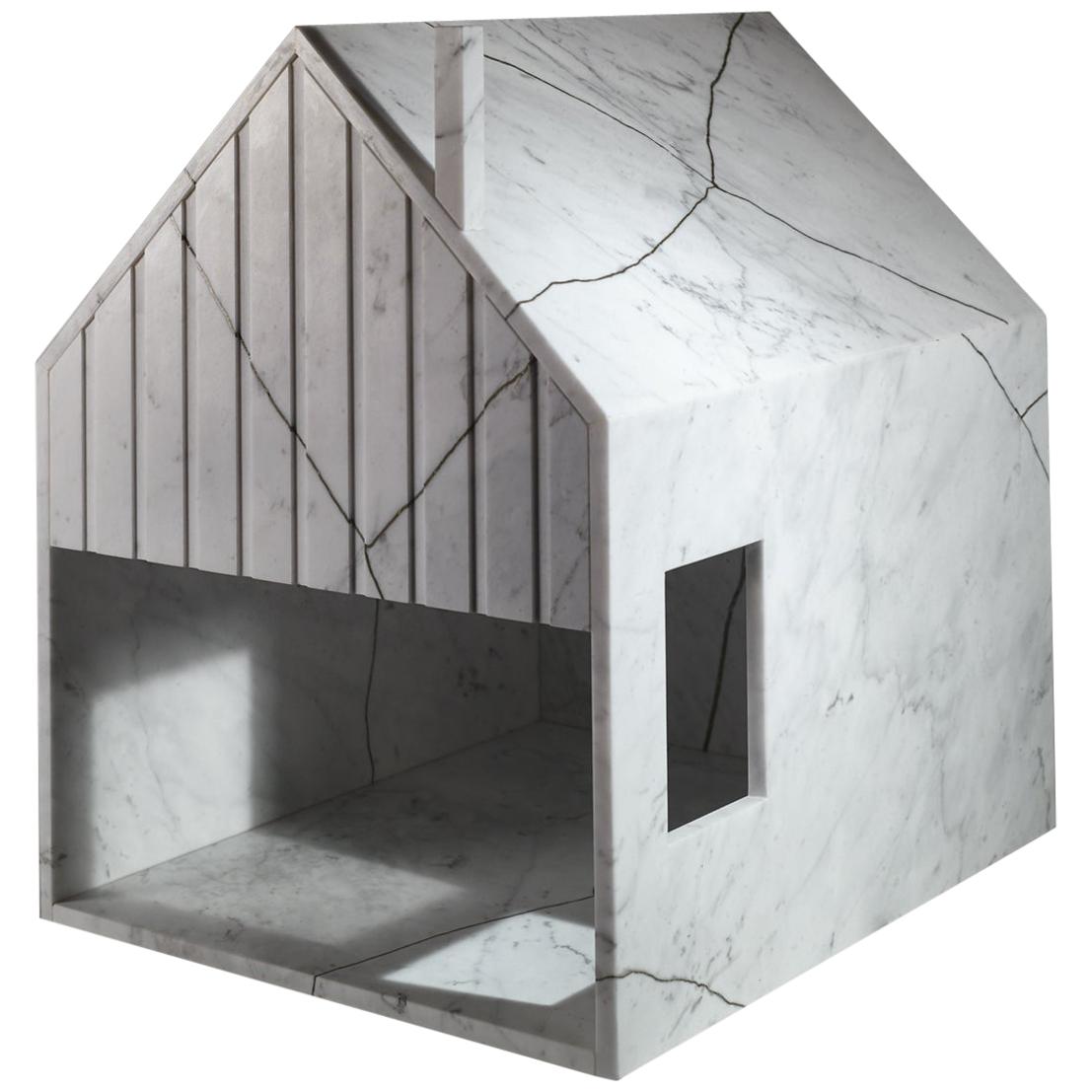 21st Century by Feix & Merlin Reclaimed White Marble Dog House Kintsugi Brass