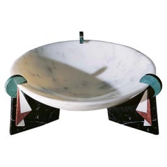 Centre de table rond en marbre poli «TRISIO » de G.Galli, XXIe siècle