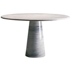 21st Century by Giusti/Di Rosa White Round Marble Table with Conical Base