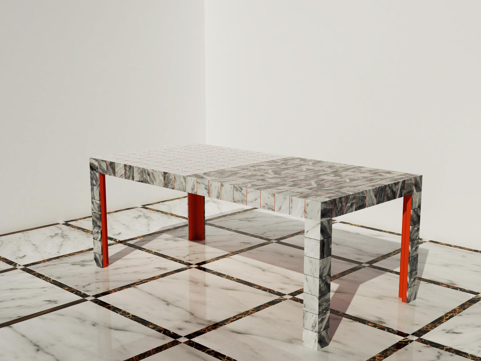 Modern 21st Century by G. Raboni & M. Montefusco Polychrome Marble Table 