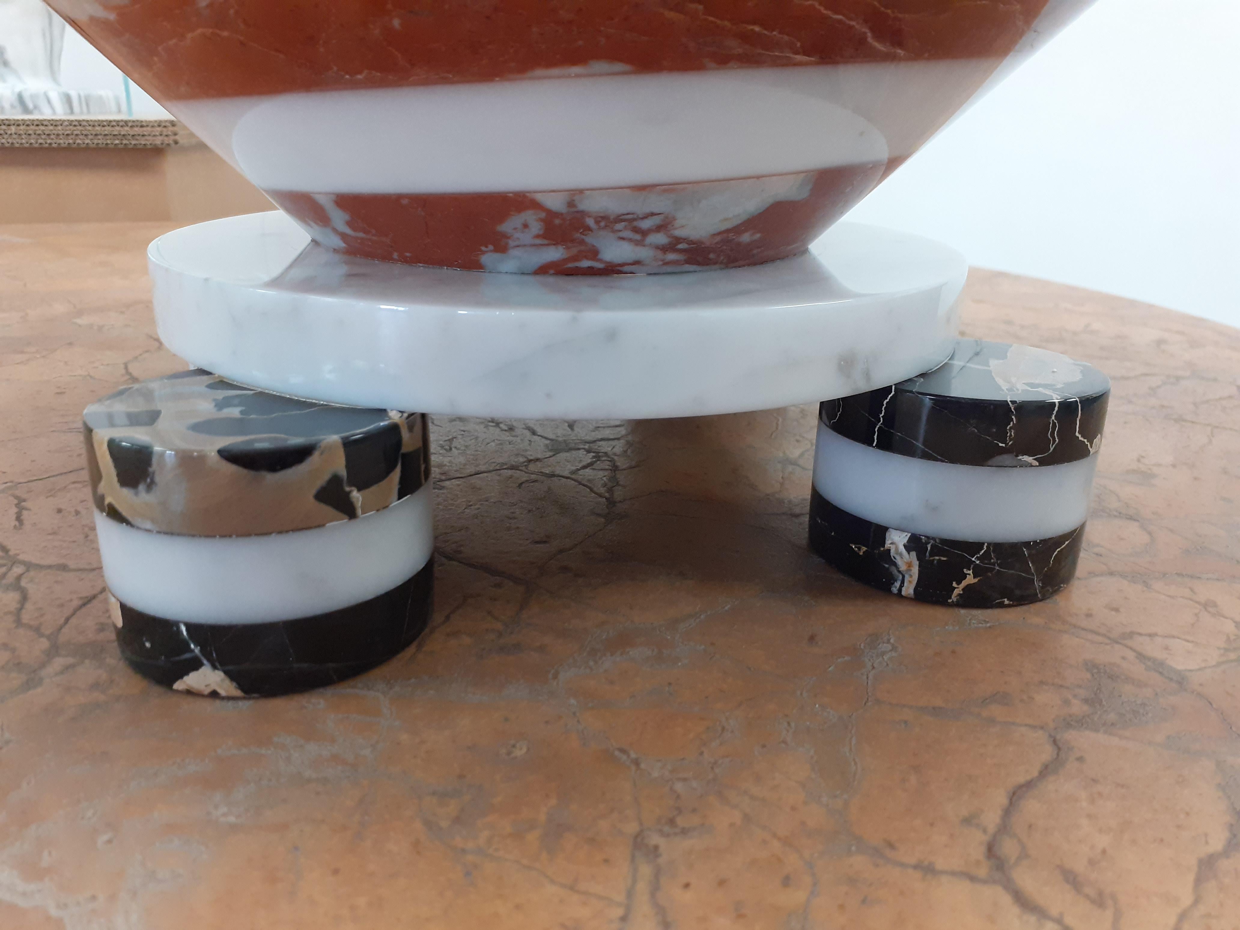 Modern 21st Century by Martine Bedin Marble Sculpture Vase Fruit Bowl Centerpiece For Sale