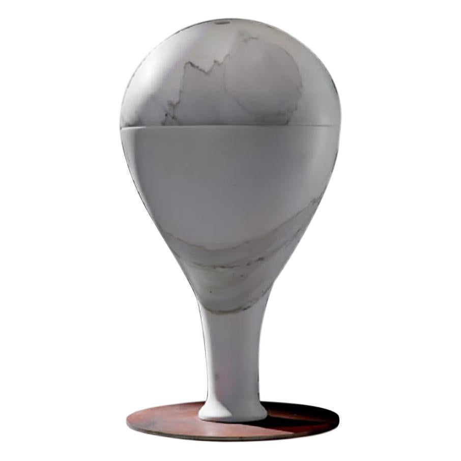 21st Century by M.De Lucchi Sculpture Marble Vase in White Carrara and Calacatta For Sale