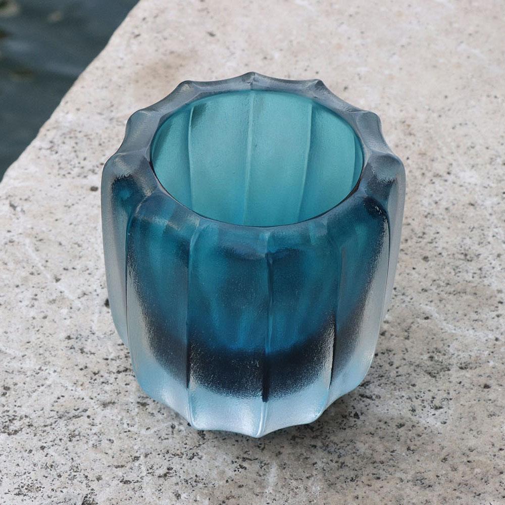 Modern 21st Century by Micheluzzi Glass Aquamarine Rullo Handmade Murano Glass For Sale