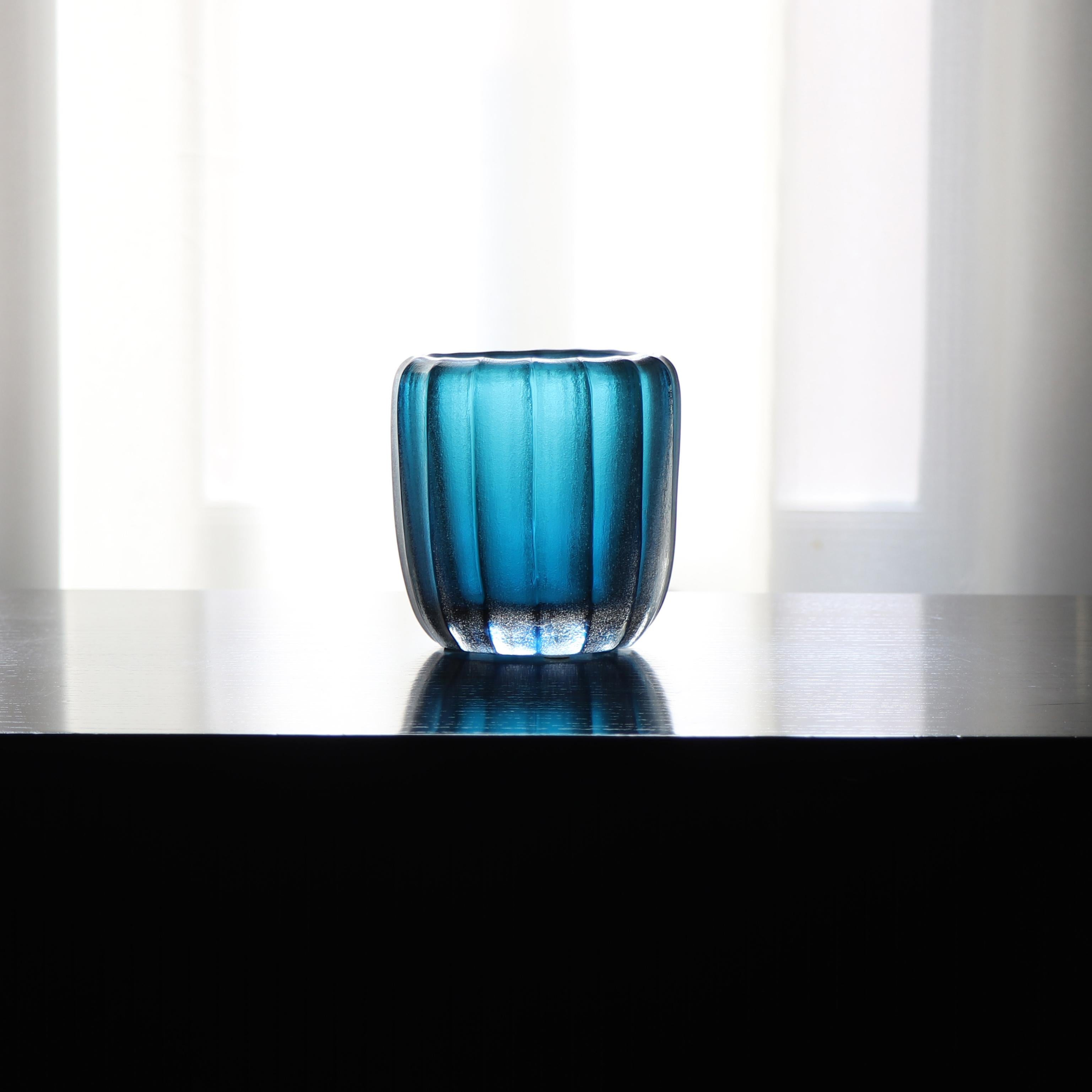 21st Century by Micheluzzi Glass Aquamarine Rullo Handmade Murano Glass In New Condition For Sale In Venice, IT