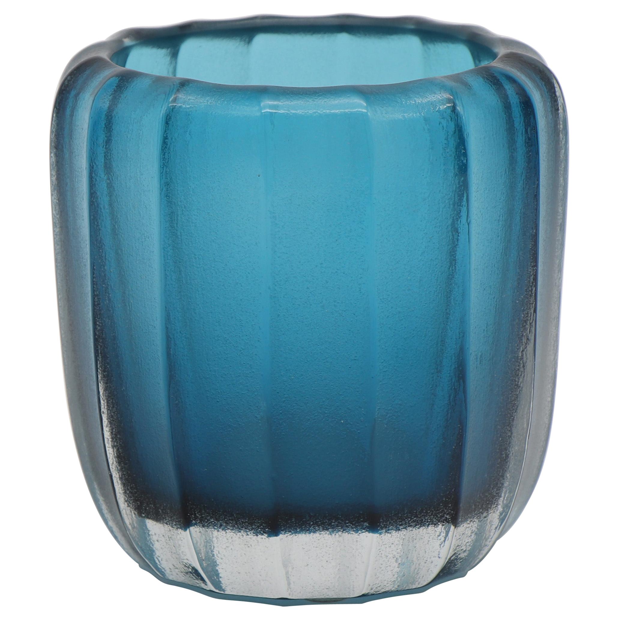 21st Century by Micheluzzi Glass Aquamarine Rullo Handmade Murano Glass For Sale