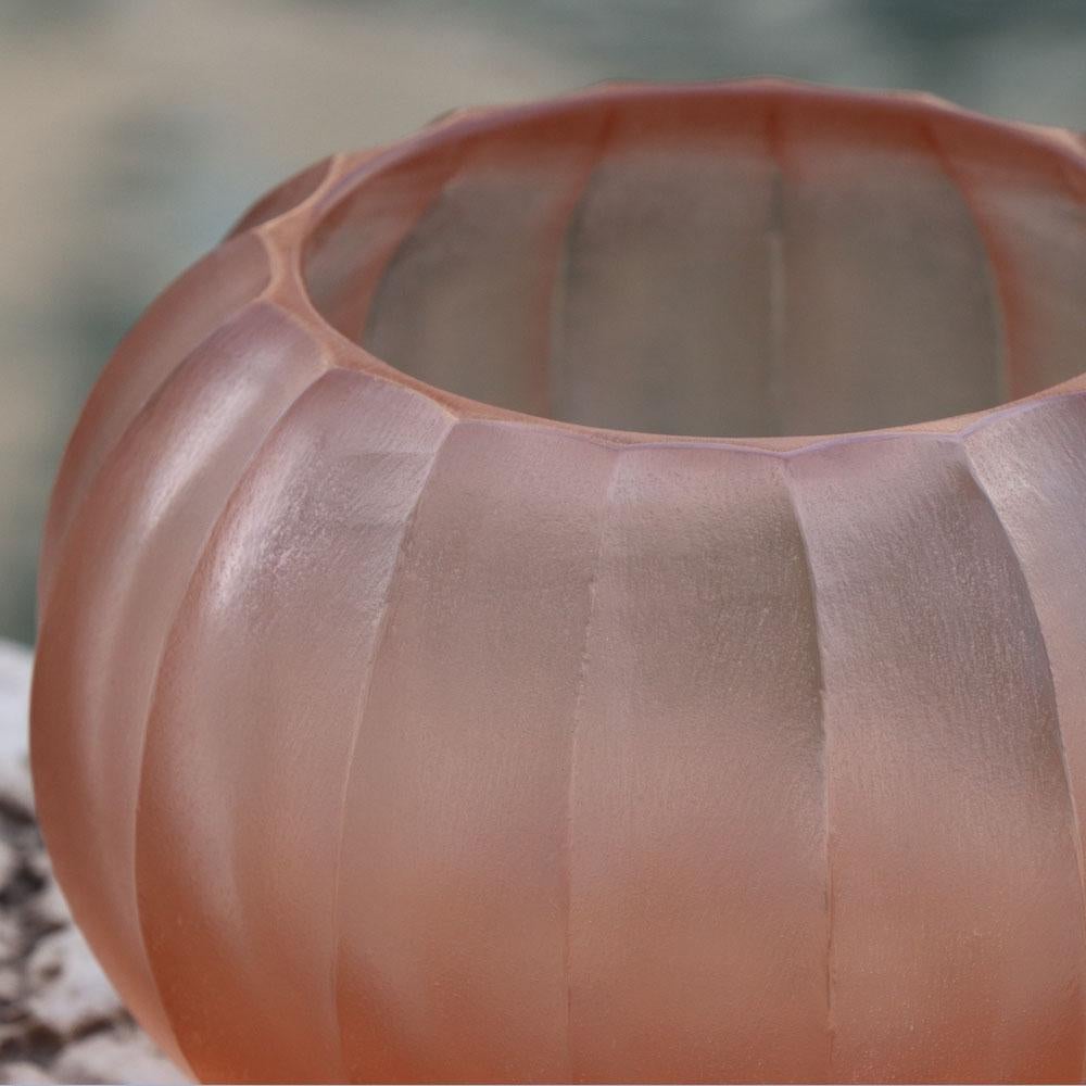 Hand-Carved 21st Century by Micheluzzi Glass Bocia Light Pink Vase Handmade Murano Glass