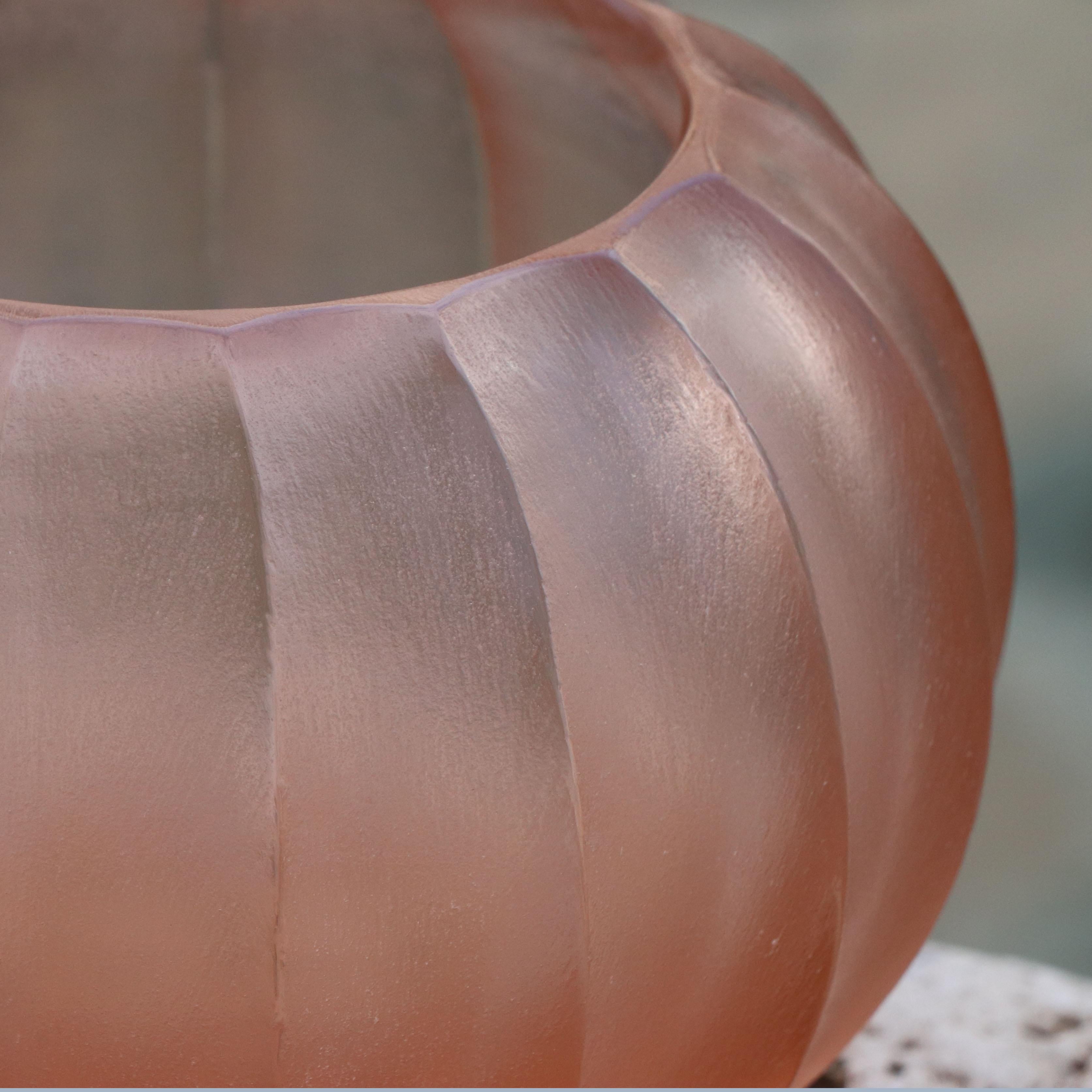 21st Century by Micheluzzi Glass Bocia Light Pink Vase Handmade Murano Glass In New Condition In Venice, IT