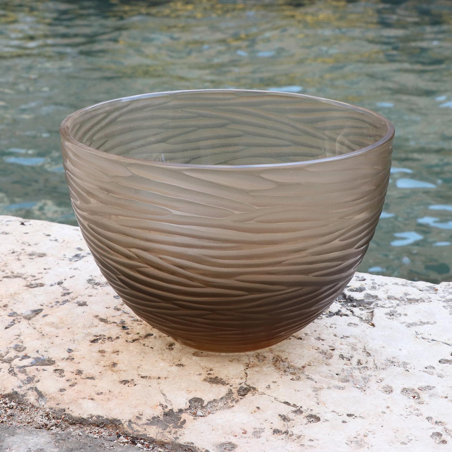 Modern 21st Century by Micheluzzi Glass Brown Bowl Handmade Murano Glass For Sale