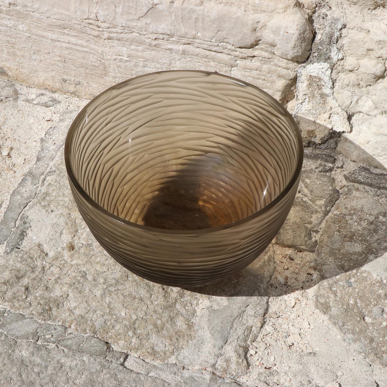 Italian 21st Century by Micheluzzi Glass Brown Bowl Handmade Murano Glass For Sale