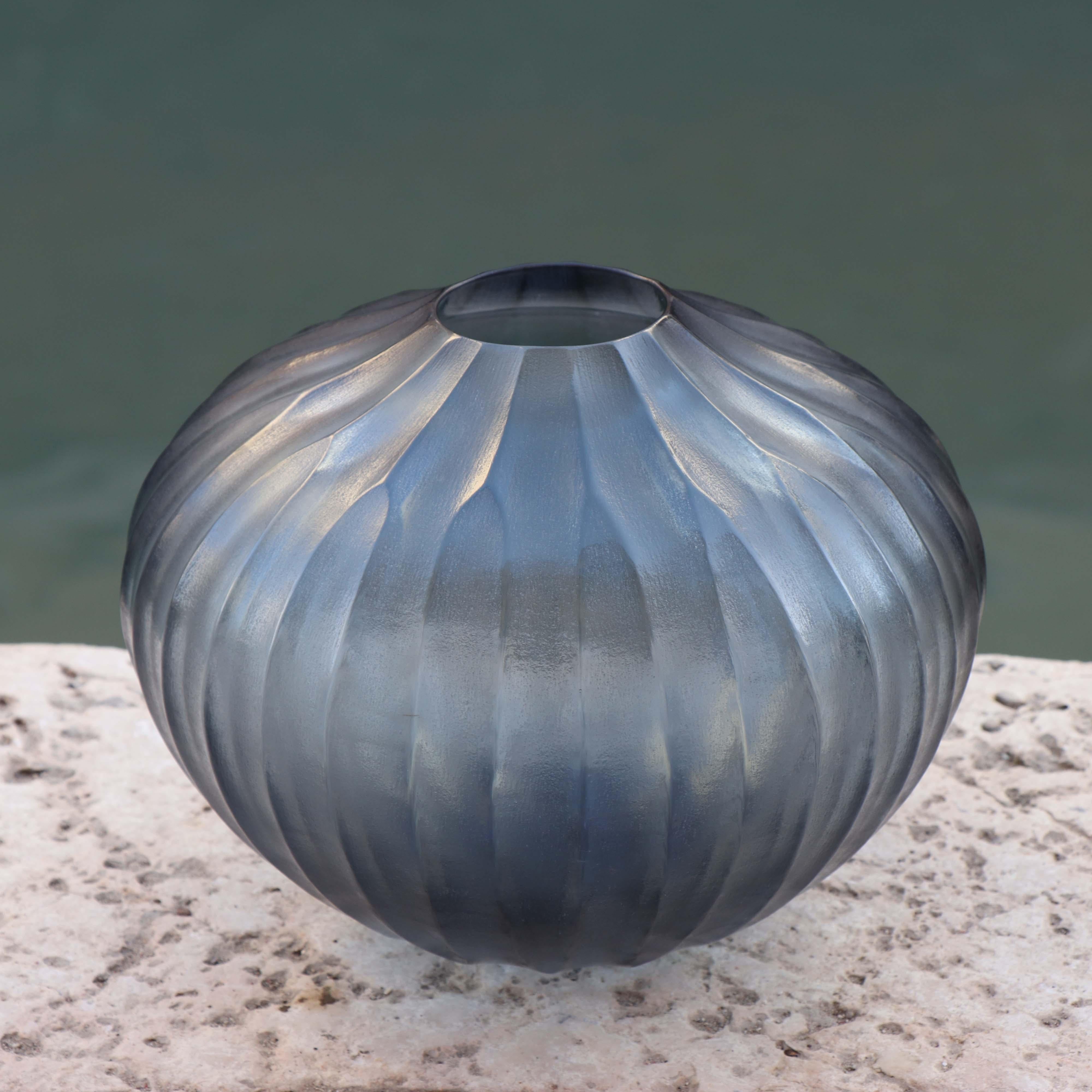 21st Century by Micheluzzi Glass Bulbo Blue Vase Handmade Murano Glass In New Condition For Sale In Venice, IT